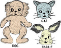 Cat, Dog & Rabbit Stuffed Toys Sewing Pattern