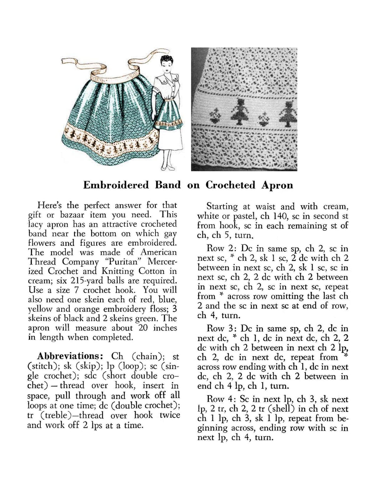 Apron Crochet Embroidery Pattern