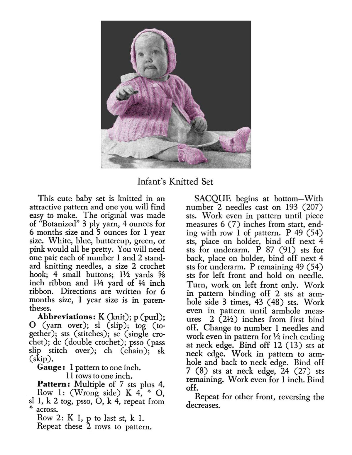 Baby Outfit Knitting Pattern