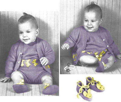 Baby Outfit with Bunny Embroidery Knitting Pattern 8 mos