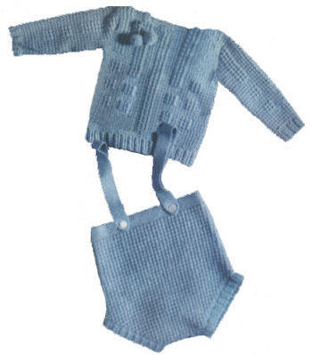Baby Sweater & Panties with Suspenders Crochet Pattern Sz 1