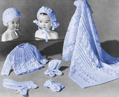 7-Piece Baby Layette Knitting Pattern 3-6M