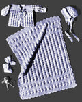 Shell Stitch 4-Piece Baby Infant Outfit & Blanket Crochet Pattern