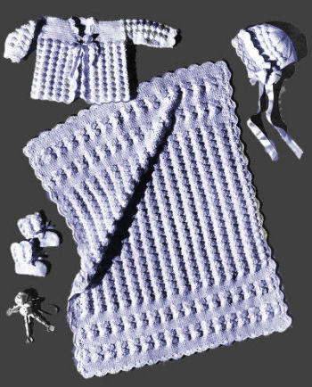 Shell Stitch 4-Piece Baby Infant Outfit & Blanket Crochet Pattern