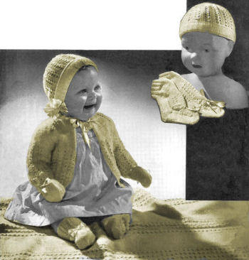 7-Piece Baby Outfit & Blanket Knitting Pattern 6-9M