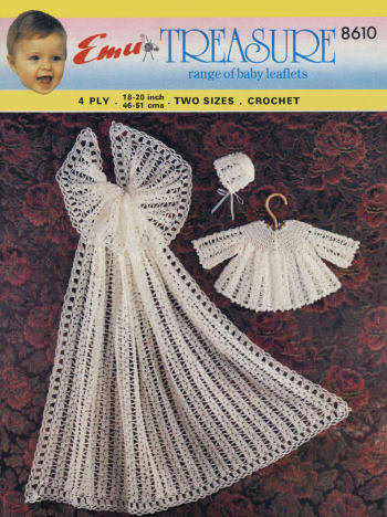 Baby Shawl, Matinee Coat & Bonnet Crochet Pattern 12-24 mos