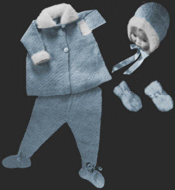 Coat, Bonnet, Mitts & Leggings Baby Knitting Pattern 1 yr-18 mos