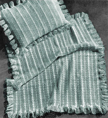 Ribboned Baby Blanket & Pillow Crochet Pattern