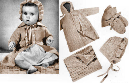 5-Piece Baby Outfit & Blanket Knitting Pattern 3M