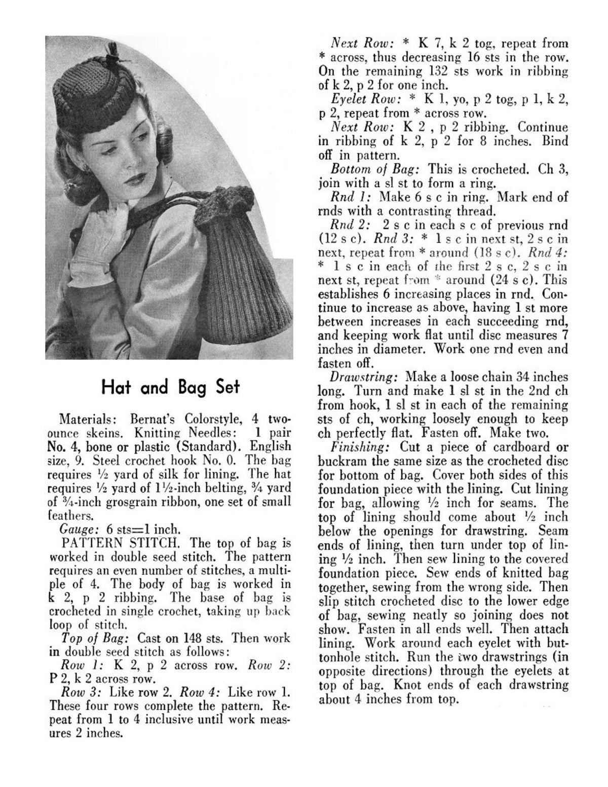 Hat & Bag Knitting Pattern