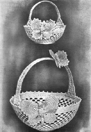 Butterfly Decorative Baskets Antique Crochet Pattern