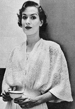 Cape Sleeved Bed Jacket Sweater Knitting Pattern Sz M