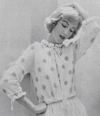 Angora Dotted Bed Jacket Sweater Knitting Pattern S M L