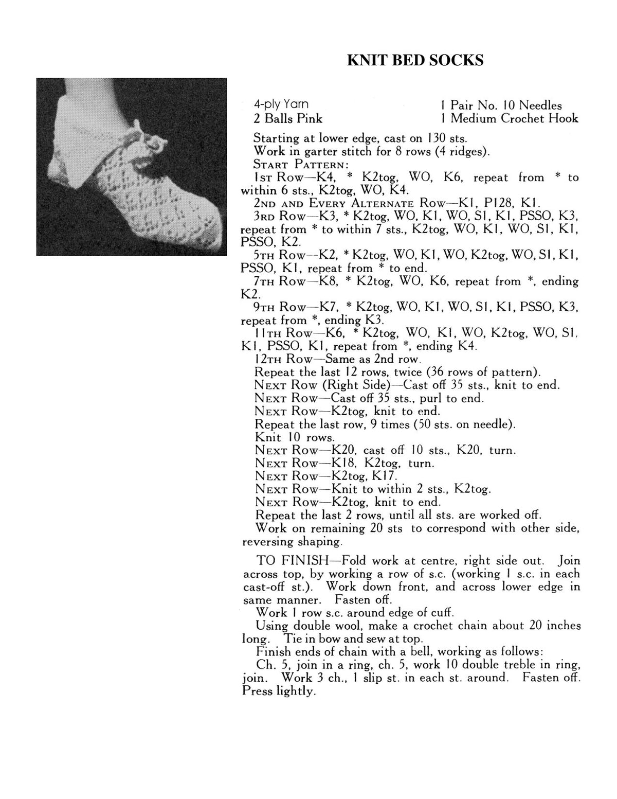 Patterned Bed Socks Slippers Knitting Pattern