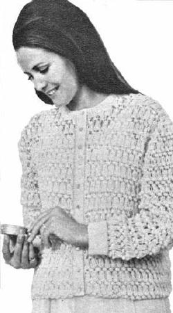 Lacey Bed Jacket Sweater Knitting Pattern 36-40