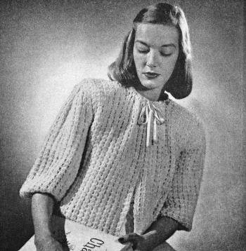 Solid Stitch Bed Jacket Sweater Crochet Pattern 32-36