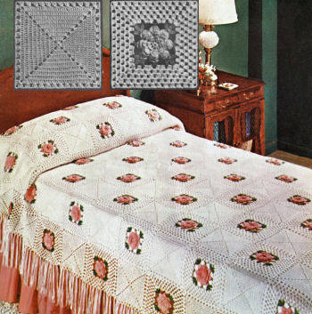 Rose Bower Motif Bedspread Crochet Pattern