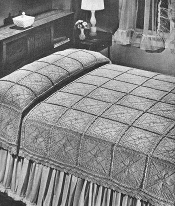 Square Motifs Bedspread Knitting Pattern