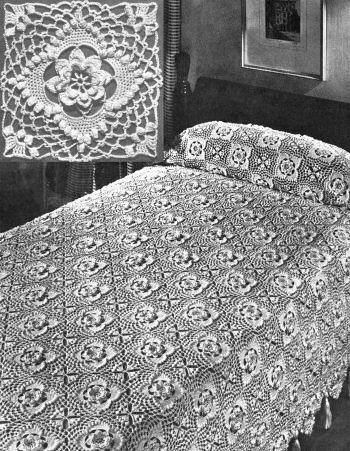 Flower Block Motif Bedspread Crochet Pattern