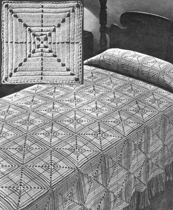 Rdiged Blocks Motif Bedspread Crochet Pattern