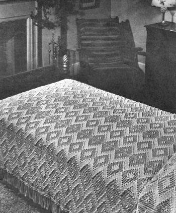 Popcorn Diamond Bedspread Crochet Pattern