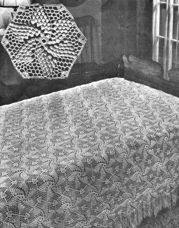 Popcorn Pinwheel Motif Bedspread Crochet Pattern