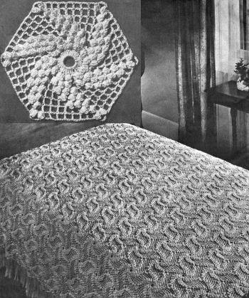 Popcorn Pinwheel Motif Bedspread Crochet Pattern