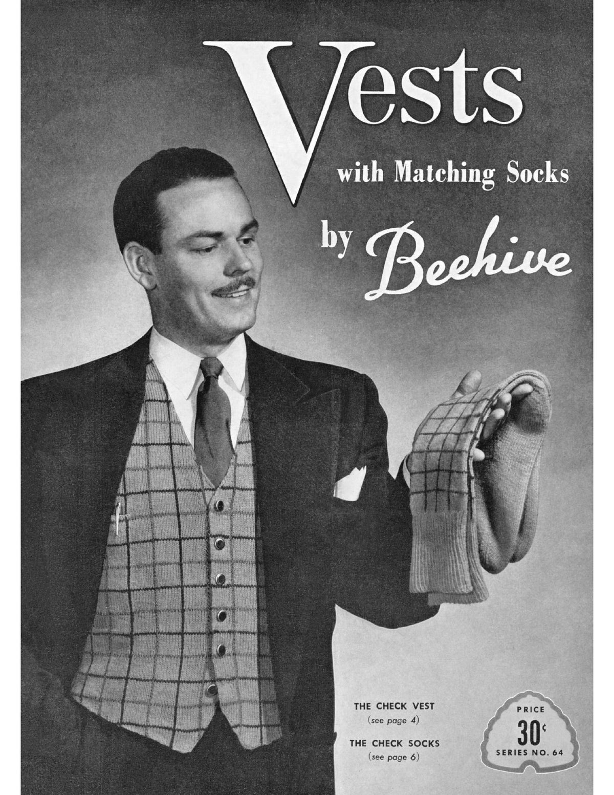 Men Vests with Matching Socks Vintage Knitting Patterns Book