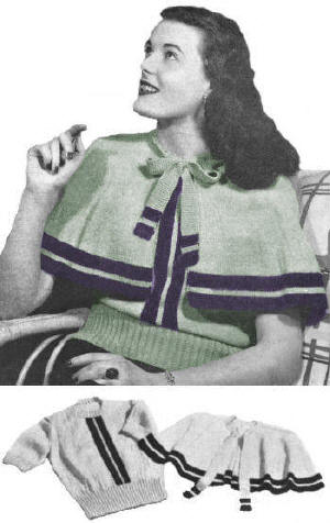 Sweater Top & Shoulder Cape Knitting Pattern B35