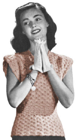 Shell Stitch Blouse with Cap Sleeves Crochet Pattern 32-38