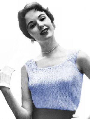 Beaded Yoke Sleeveless Blouse Knitting Pattern Sz 10-18