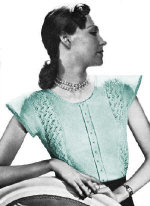 Evening Blouse with Cap Sleeves Knitting Pattern Bust 34