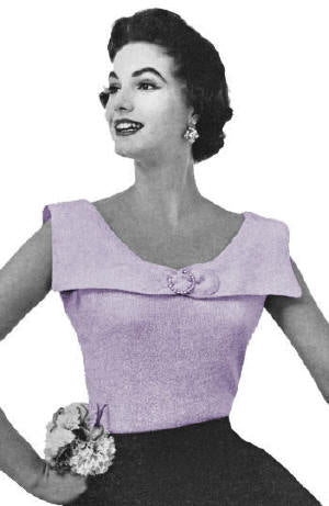 Sleeveless Blouse with Collar Knitting Pattern Sz 12 14 16