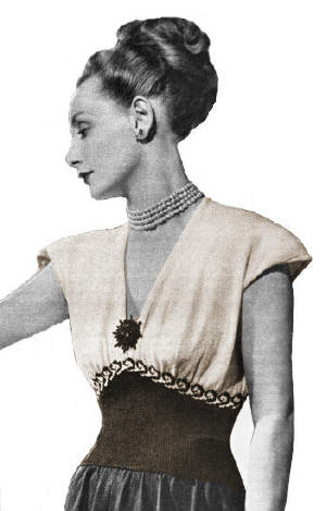 Blouse with Scroll Pattern Knitting Pattern Sz 16