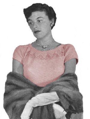 Lacey Yoke Evening Blouse Knitting Pattern Bust 32-36