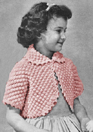 Girls Popcorn Bolero Knitting Pattern Sz 2-12