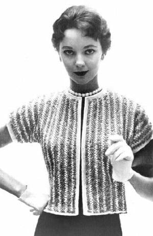 Striped Sequin Bolero Knitting Pattern Sz 10-18