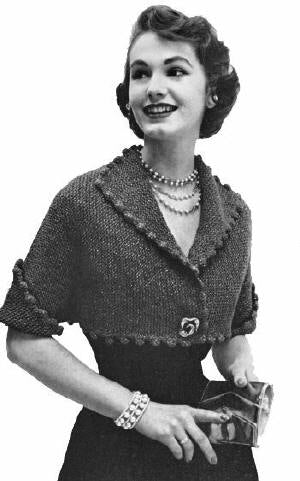 Bolero with Crochet Edging Knitting Pattern Sz M