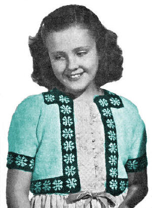 Girls Bolero with Fair Isle Border Knitting Pattern Sz 8-12