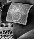Bowl of Flowers Square Doily Mat Filet Crochet Pattern 13x14"