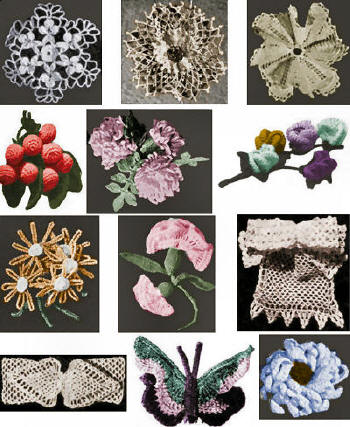 Brooches or Hair Accessories Lot 12 Crochet Patterns