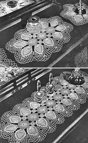 Pineapple Buffet or Vanity Set & Runner Doily Crochet Pattern