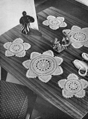 Vandyke Buffet or Vanity Set Doily Crochet Pattern