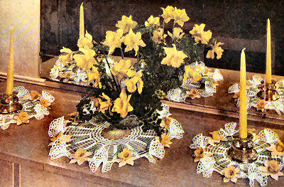 Daffodil Buffet or Vanity Set Doily Crochet Pattern