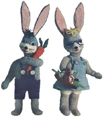 Boy & Girl Bunny & Clothes Stuffed Toys Knitting Pattern