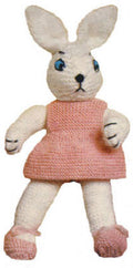 Girl Bunny & Clothes Stuffed Toy Knitting Pattern 15"