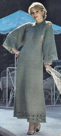 Long Caftan with Lacy Border Crochet Pattern 32-38