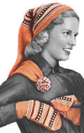 Patterned Long Stocking Cap & Mitts Knitting Pattern