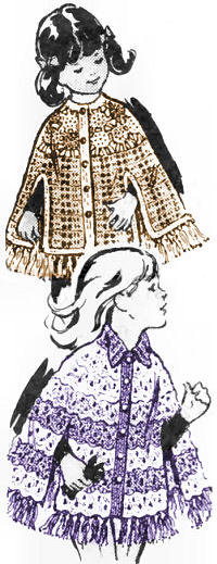 Girls Capes in 2 Styles Crochet Pattern Sz 2-6 and 8-12