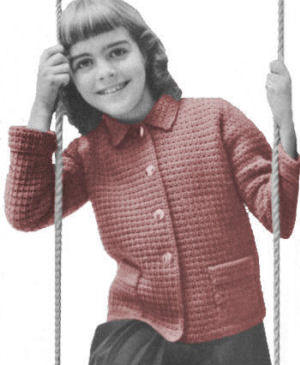 Girls Box Cardigan Sweater Knitting Pattern 6, 8-10